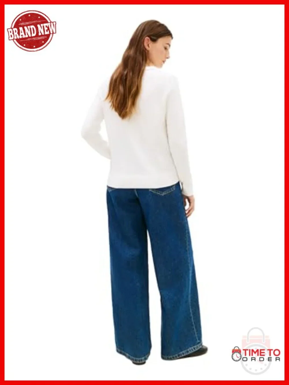 Cotton V Neck Sweater Knit Pullover Long Sleeve